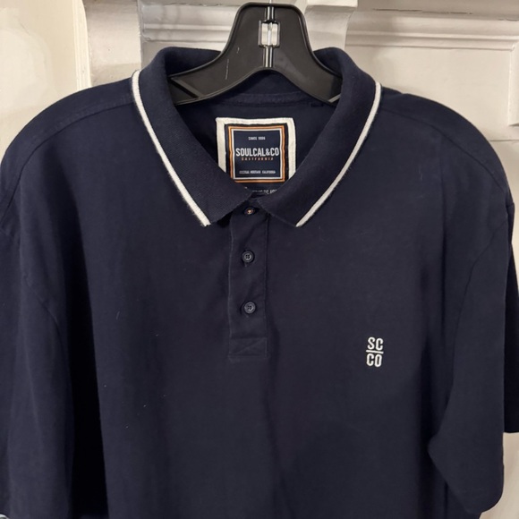 Soulcal & Co Men’s Navy Blue Polo Short W/ White Trim Sz 3XL Excellent! - Picture 3 of 10